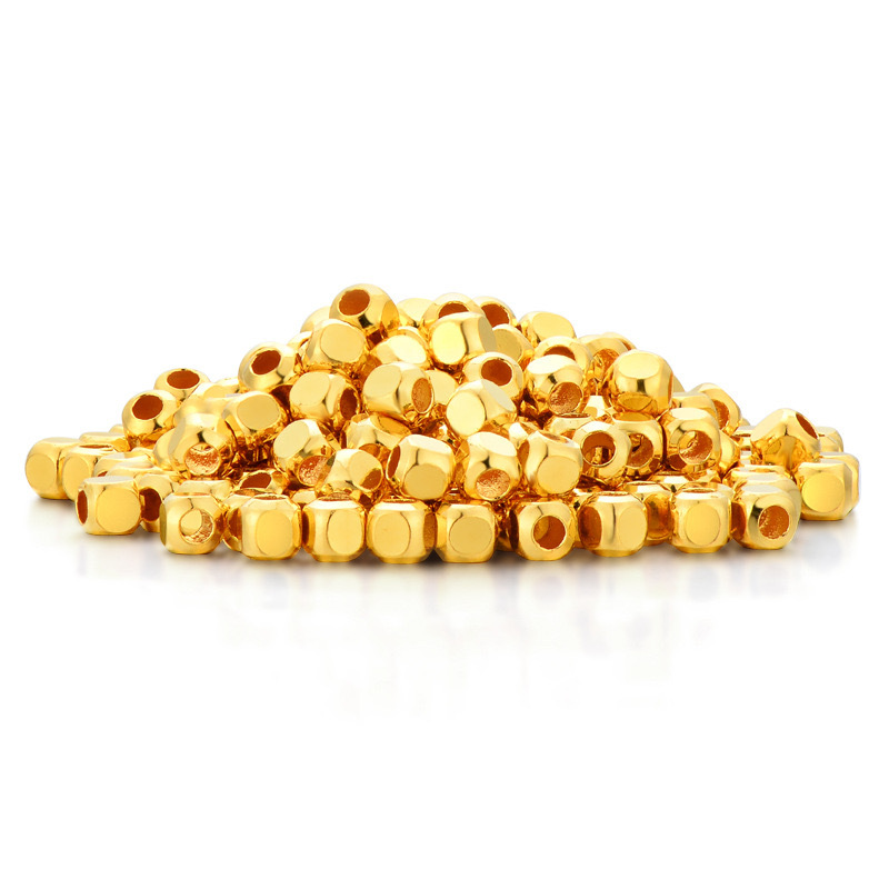 Pure Gold 999 Gold Sugar Cube Gold Bead Bracelet 5g Pure Gold Square Transfer Beads Loose Beads Wholesale DIY Pure Gold Separator Beads