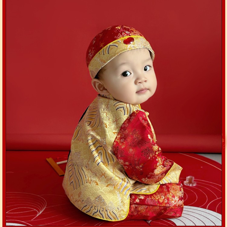 25 Summer Children's Tang Dress Chinese Dress for Boys and Girls Baby One-year-old Dress for Weeks, Banquet, Birthday Banquet, Festive Dress for suit