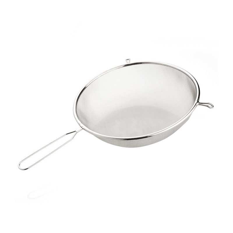 Large quantity price excellent 304 steel handle two-ear mesh leakage factory direct stainless steel bird's nest colander mesh kitchen tools