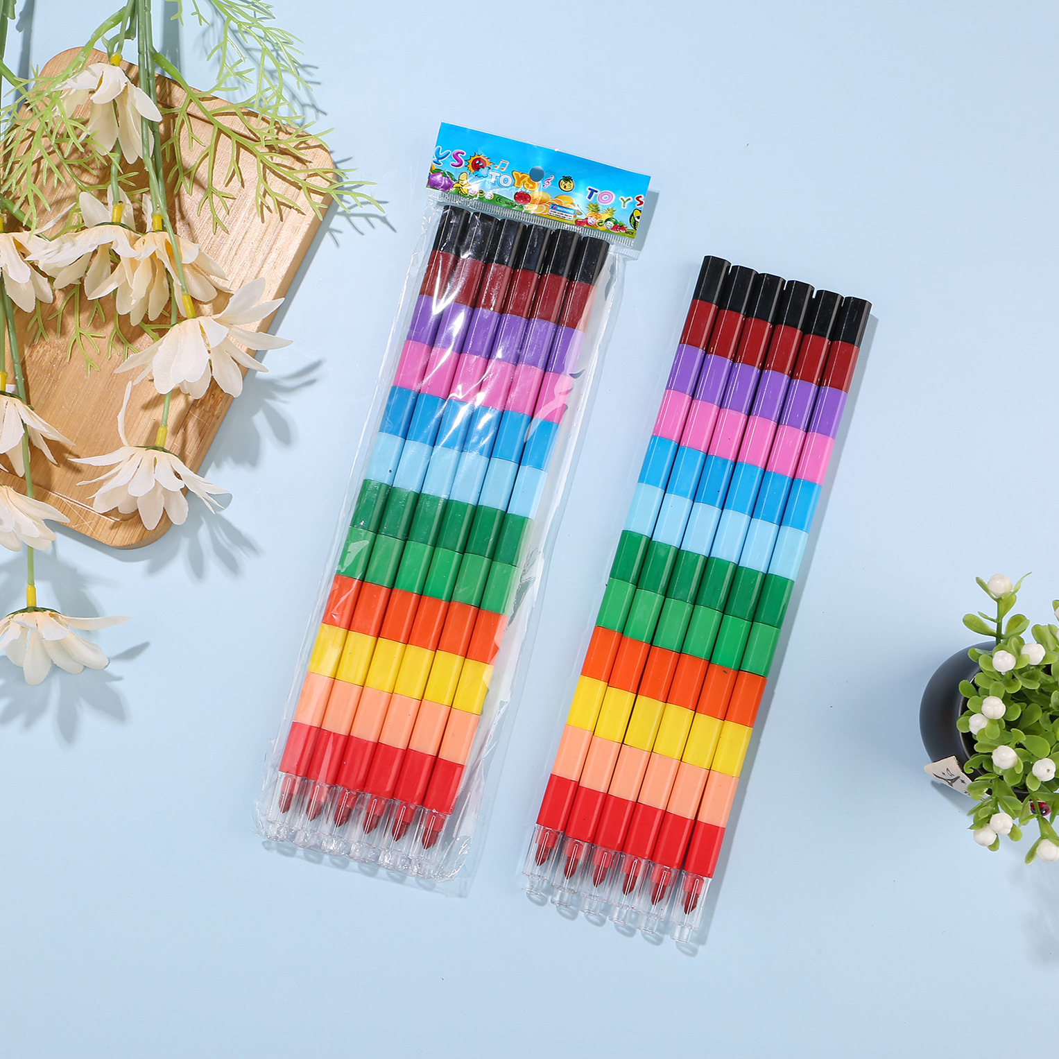 12 Color Multi-section Stitching Building Blocks Crayon Student Art Oil Painting Stick Painting Graffiti Crayon Plastic Colored Crayon