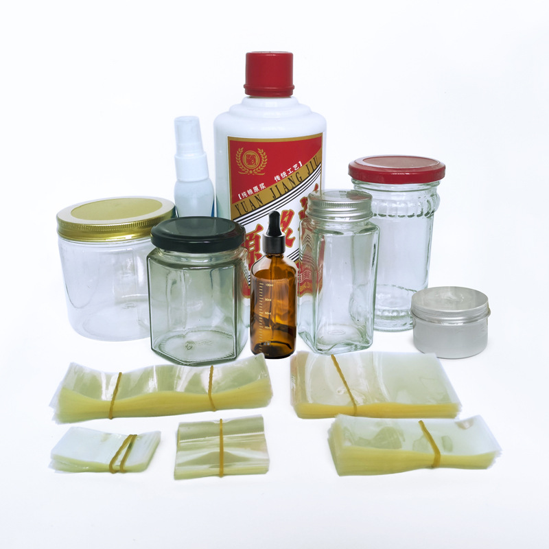 Transparent Bottle Mouth Heat Shrinkable Film in Stock with Two Ends Plastic Sealing Film Glass Bottle Cap Pvc Heat Shrinkable Film Pet Shrinkable Film