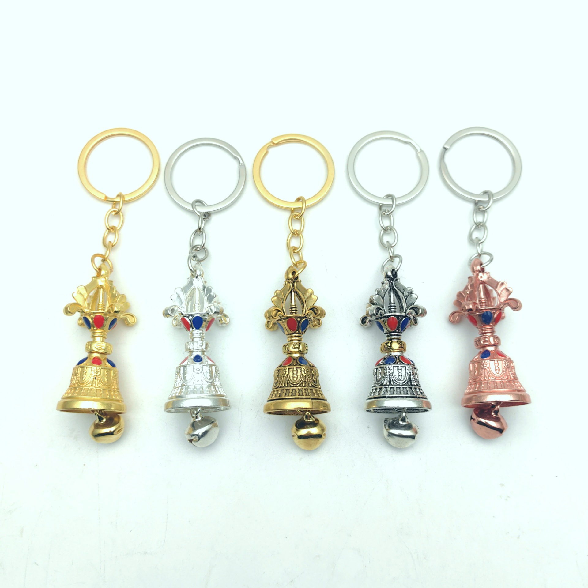 Xizang Jewelry Alloy Two-Color Vajra Bell Pendant Six-Character Mantra Car Hanging Jewelry Bag Hanging Jewelry