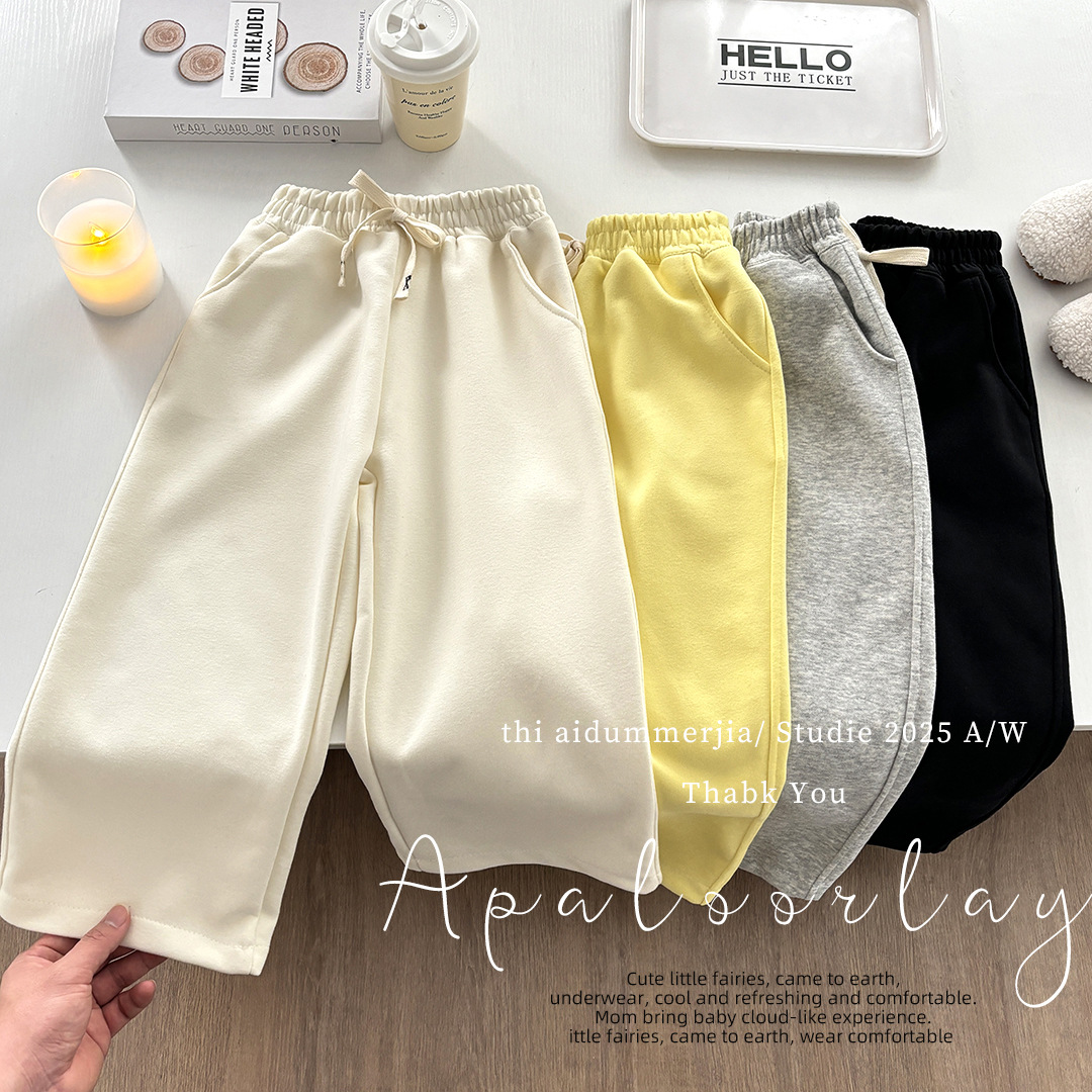 Новые широкие брюки для девочек весной и осенью, прямые спортивные брюки, свободные универсальные брюки в корейском и западном стилях