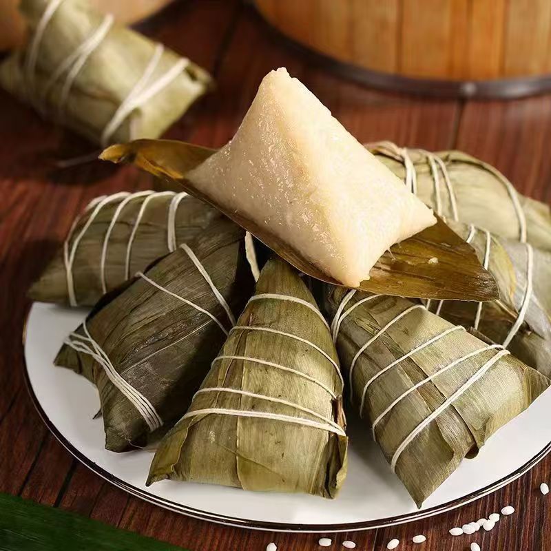 Authentic Original Flavor Fresh Handmade Empty Packaging Breakfast Wholesale from Xianyang Jiaxing White Rice Zongzi and Clear Water Zongzi