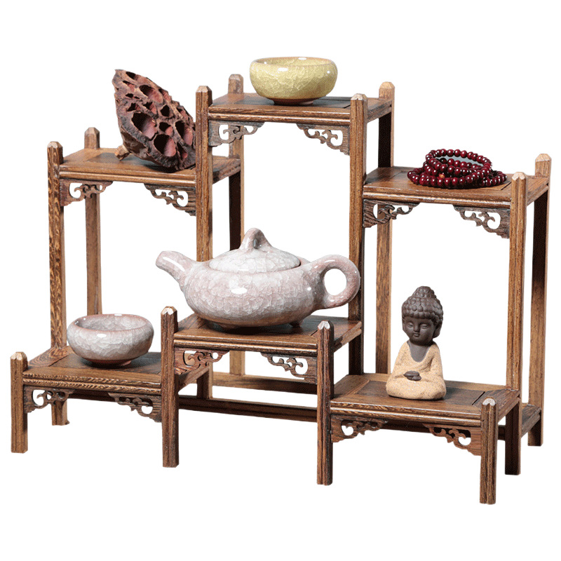 Chicken wing wood antique shelf wooden crafts Duobao Pavilion Wenwan display shelf wooden study tea table decoration solid wood