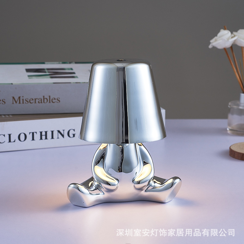 Little Golden Man Rechargeable Table Lamp Thinker Creative Pat Lamp Modern Casual Rechargeable Night Light Ambient Light