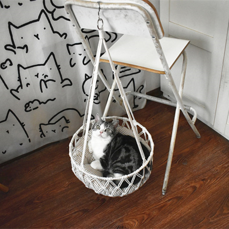 Indonesia Rope Cat Hammock Cage Hanging Bed Hanging Basket Cushion Cushion Cushion Cushion Cat Swing Kitty Cushion Cushion