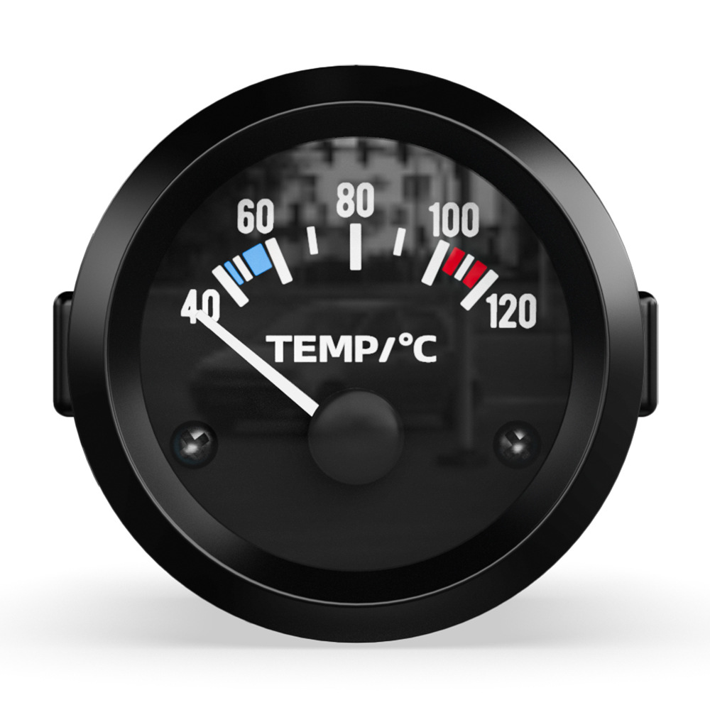 Sinco Tech 2-Inch 52mm Black Face Pointer Water Temperature Meter 12V Universal Car Modification Instrument