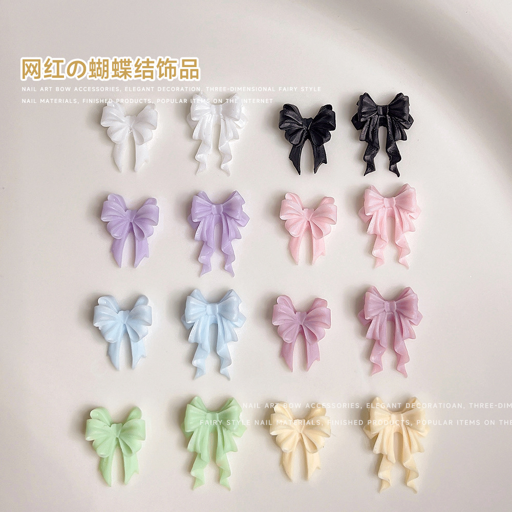 Новые украшения для маникюра, милые трехмерные банты из смолы для маникюра
