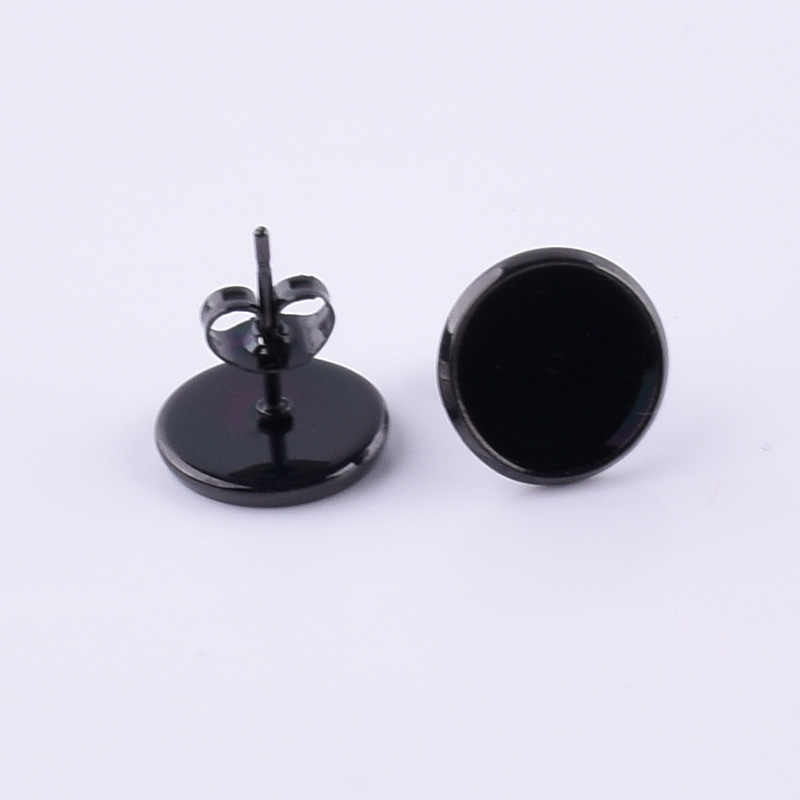 Manufacturer Wholesale Stainless Steel Jewelry Stainless Steel Earrings Disc Gem Holder 4-14mm DIY Earrings Accessories