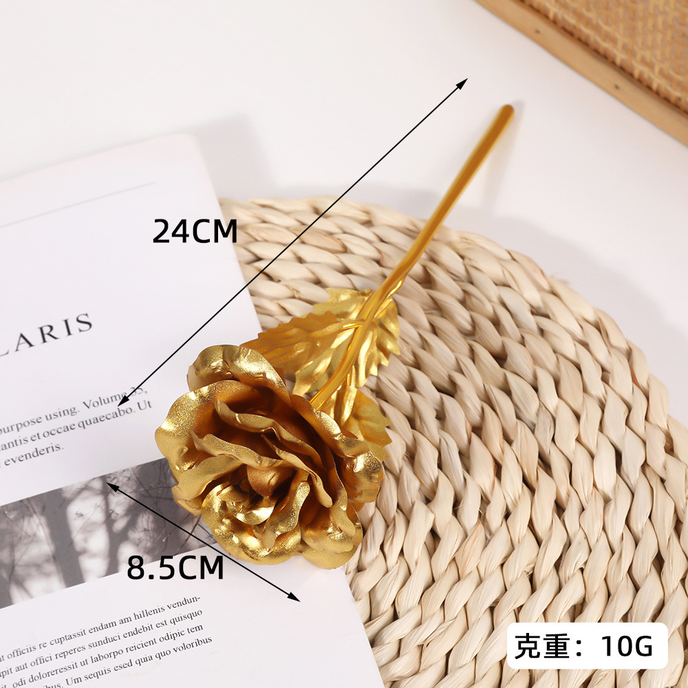 24K Gold Foil Rose Eternal Life Simulation Color Gold Rose Valentine's Day Christmas Gift Activity Gifts