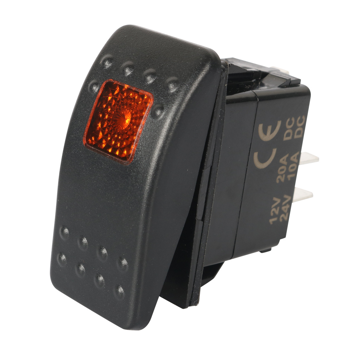 Orange three-legged single lamp boat switch 12VLED waterproof switch for Mercury yacht modified rocker switch