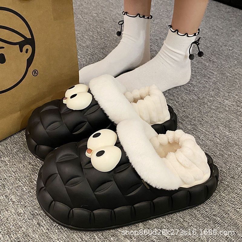 Detachable Cotton Slippers Women's Winter Waterproof Home Thick Sole Fleece Bag with Student Dormitory Cute Indoor Warm Shoes