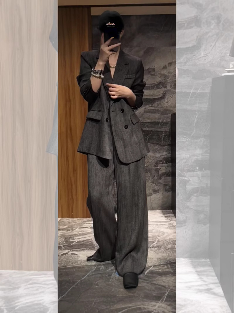 2765 plus size Women's Commuter Professional Suit suit chubby girl Early Spring Fashion Light Mature Wide Leg Pants Suit Jacket