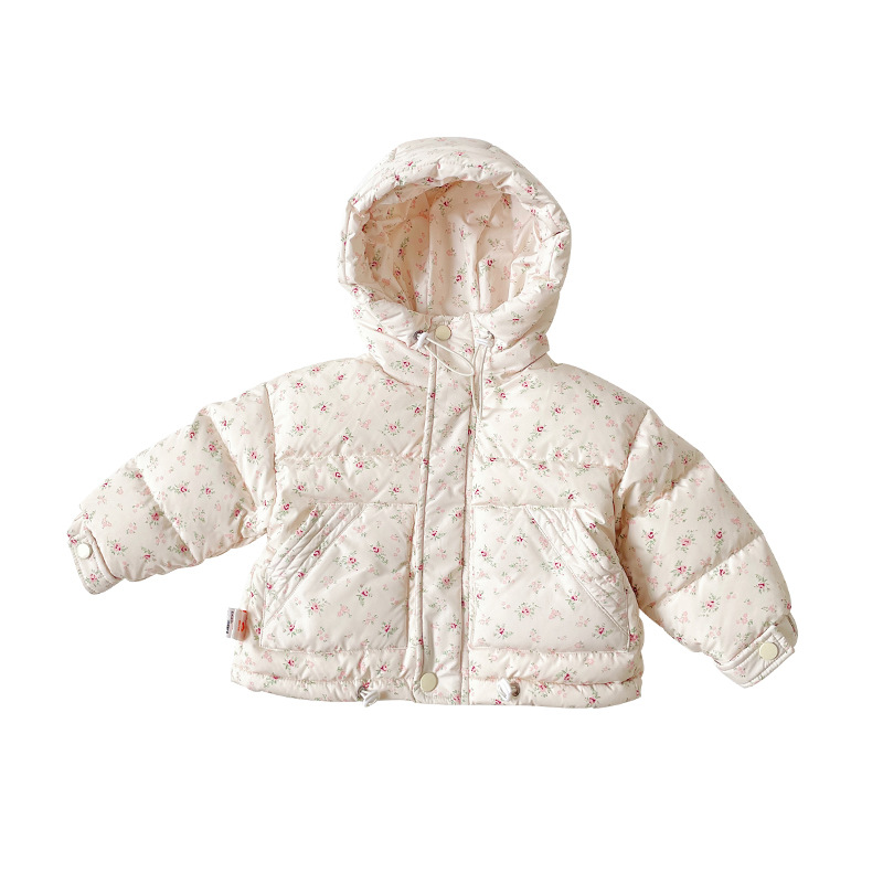 Children's down Jacket 2024 Winter New Girls down Jacket New National Standard 90 White Duck down Baby Girl Floral Jacket Wholesale