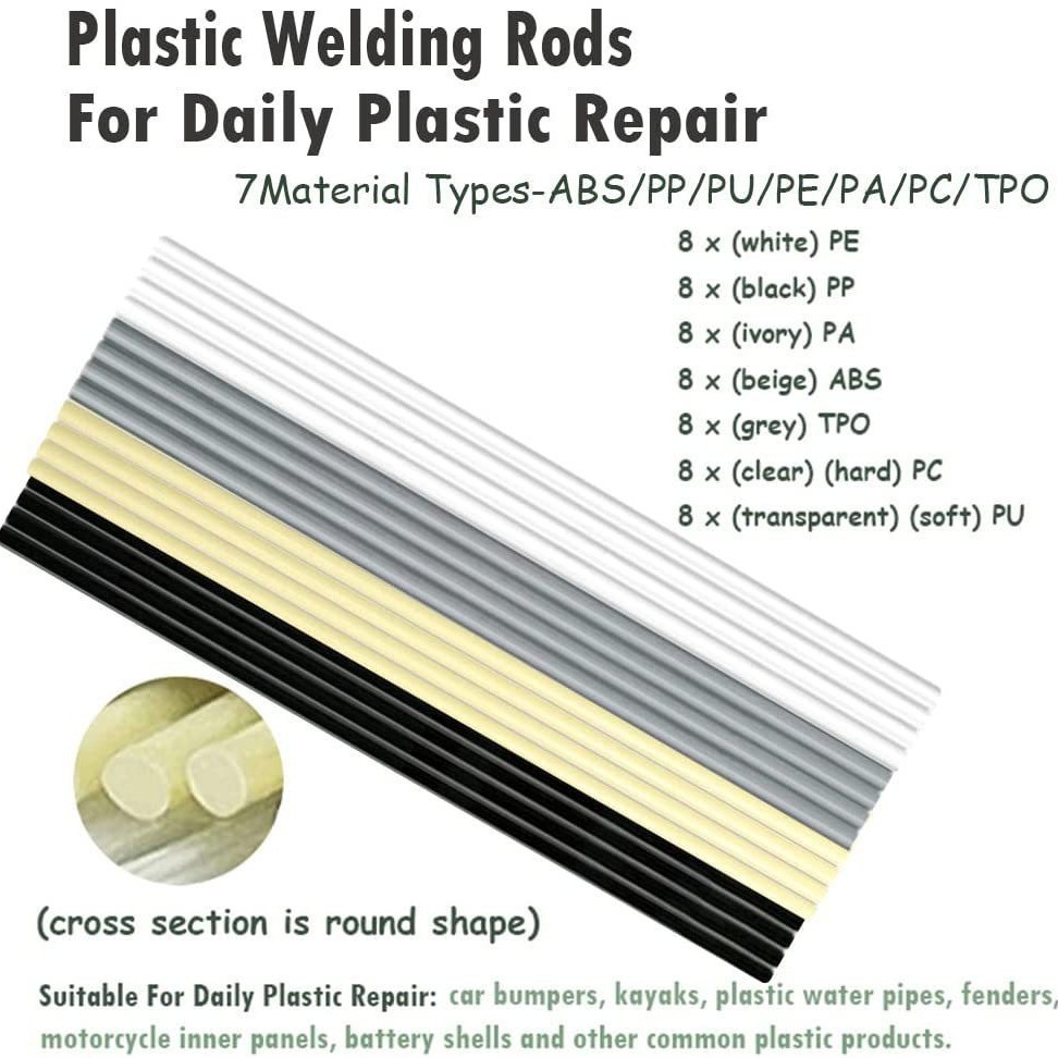 Car bumper plastic repair welding rod 120 pieces plastic welding machine smoothing welding plastic strip TPO PP ABS PC