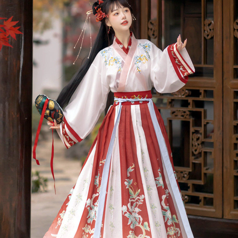 Authentic Han Dynasty Women's Ancient Costume Cross-Collar Waist-Length Underskirt Adult Chinese Style Promotion Student Complete Set
