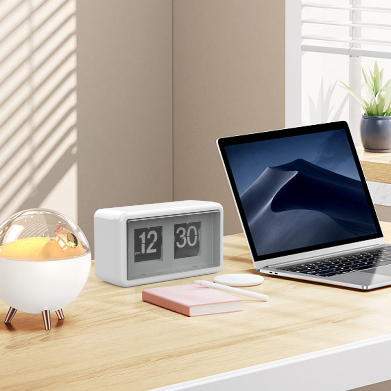 Digital Hotel Alarm Clock Automatic Page-Turning Clock Bedroom Wall Clock Living Room Office Simple Page-skipping Clock Calendar Desk Clock