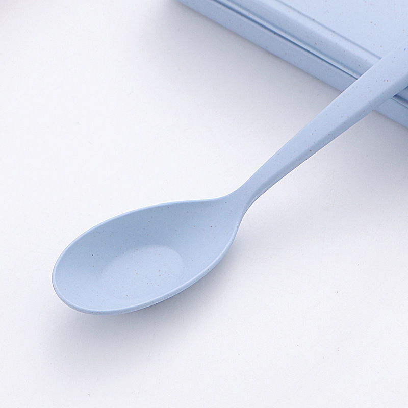 Wheat Straw Tableware Box Portable Outdoor Travel Wheat Flavor Spoon Fork Chopsticks Three-piece Tableware Set Gift logo