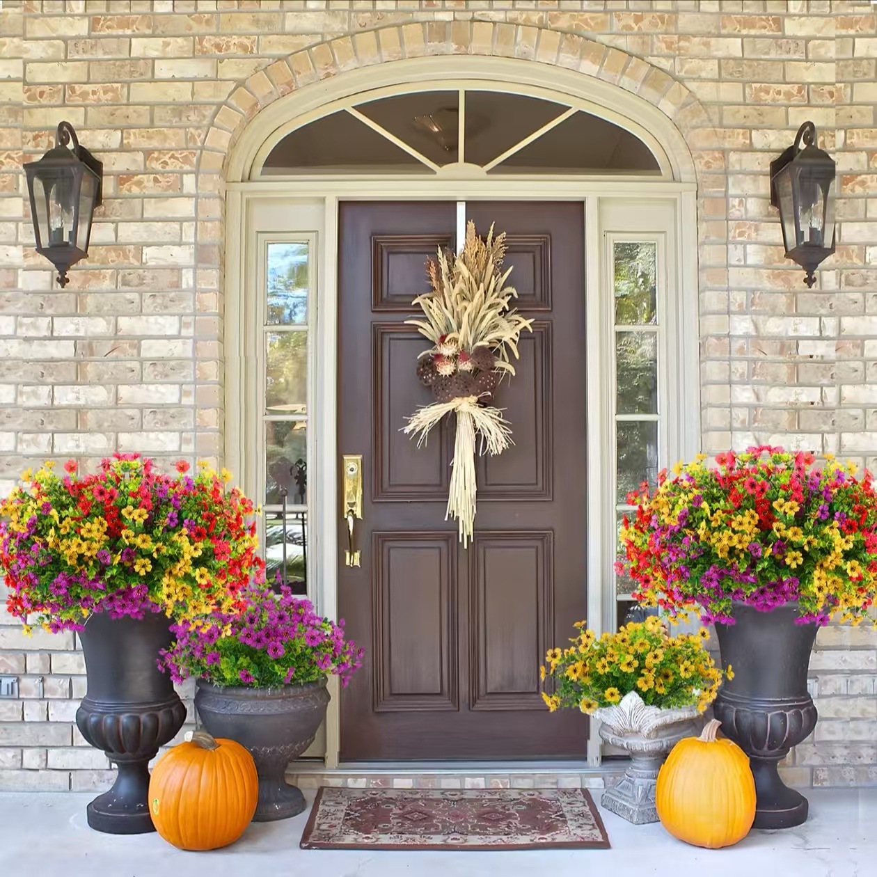 Cross-Border Seven-Pronged Eucalyptus Violet Water Grass Silk-Printed Fabric Flowers Artificial Flowers Outdoor Decoration Fake Flowers Office Furnishings