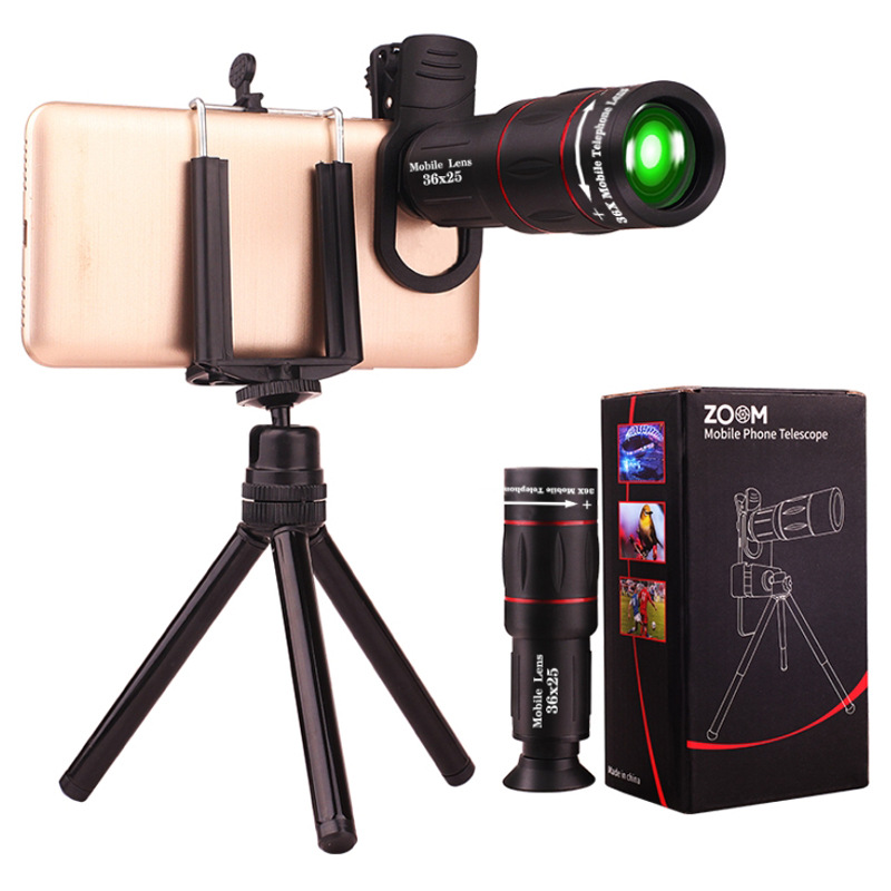 Cross-border hot-selling mobile phone external telephoto lens optical glass 18 times HD adjustable focus concert bird watching lens