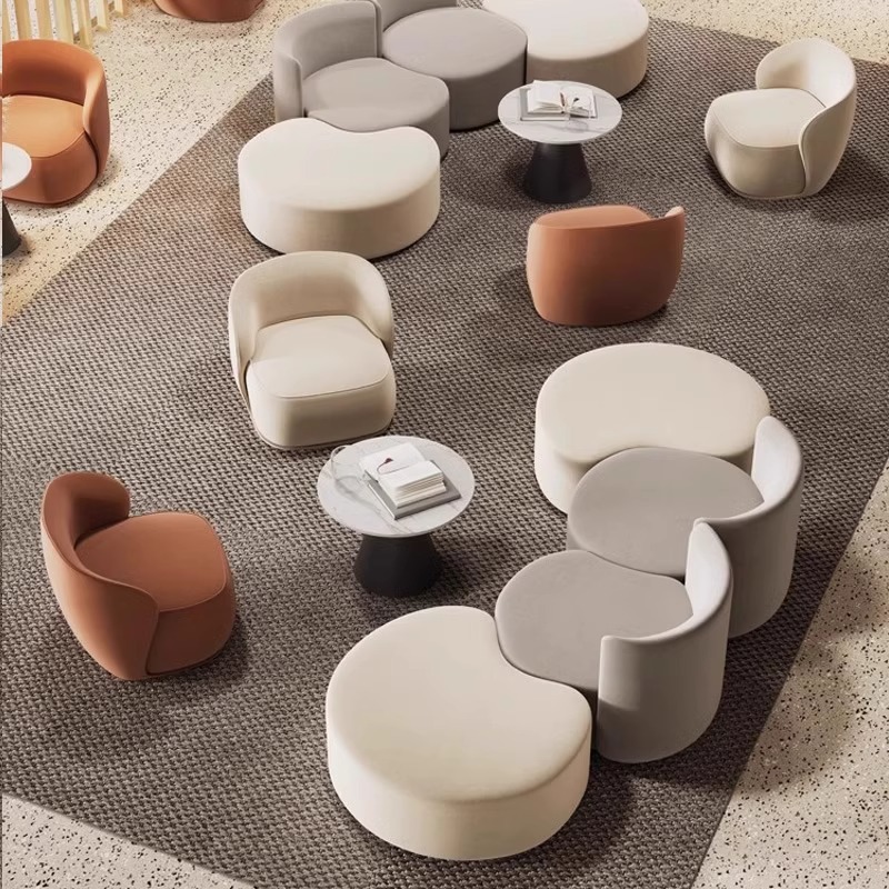 Nordic Creative Cafe Leisure Sofa Combination Dining Table and Chair Hotel Beauty Salon Milk Tea Shop Rest Card Seat Sofa