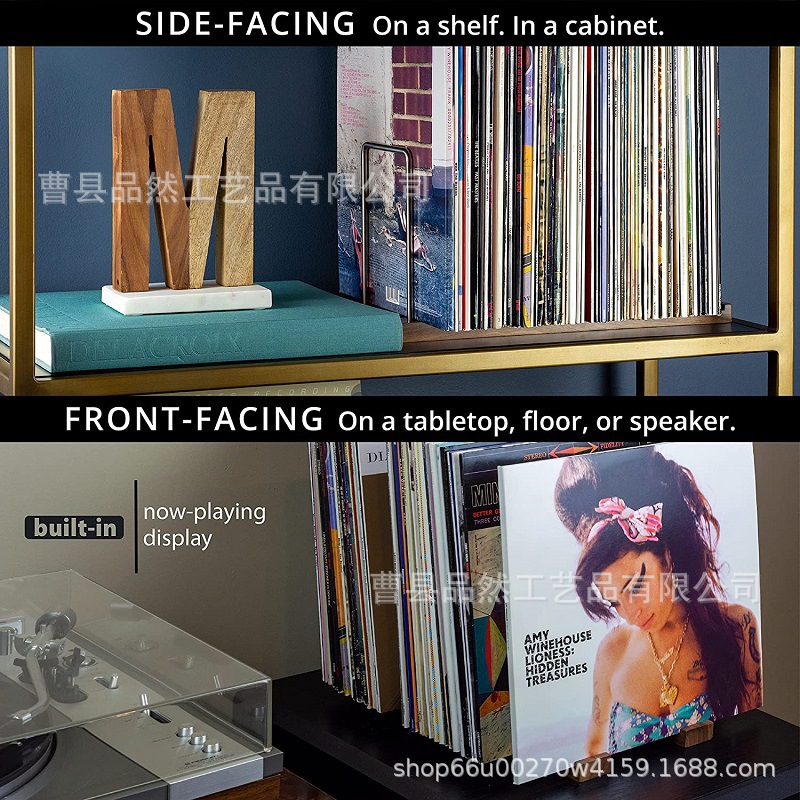 Pine Vinyl Record Stand Iron-wood Combination Vinyl Record Stand Desktop CD Record Storage Display Stand