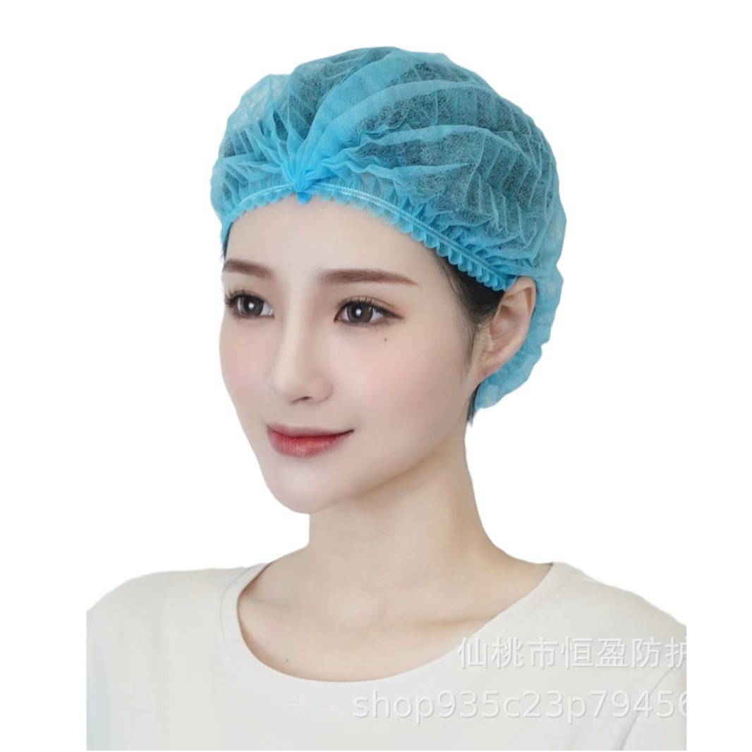 Disposable hat headgear non-woven hat kitchen cap food factory hair net cap workshop dustproof breathable strip cap