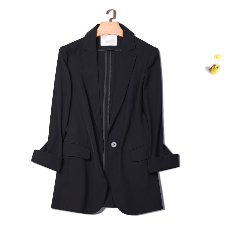 [in stock] plus size Women's Early Spring Suit Leisure OL Nine-point Sleeve Suit chubby girl Coat 21801 Button