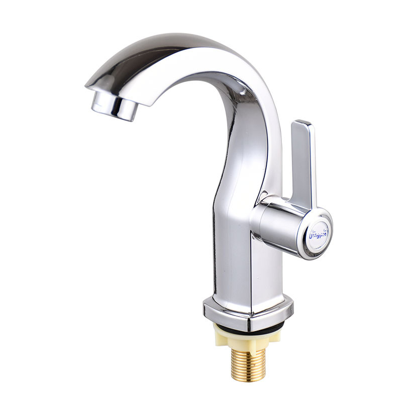 Tianli factory wholesale moon bend basin single hole faucet single cold faucet universal interface hotel basin faucet