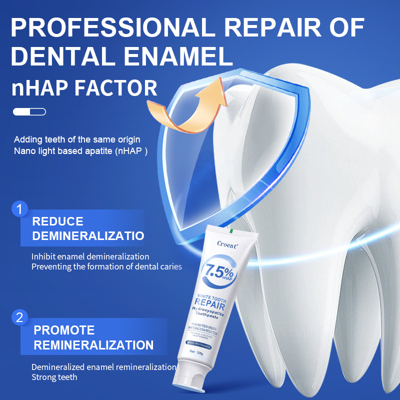 [Cross-border Exclusive] 7.5 Hydroxyapatite Toothpaste English Oral Cleaning Toothpaste Brightening White Toothpaste Explosions
