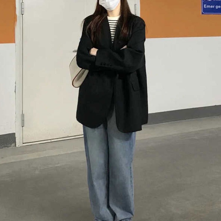 новая осенняя одежда 2025, пиджак для женщин плюс сайз, 100 кг, свободный стройнящий вид [0803]