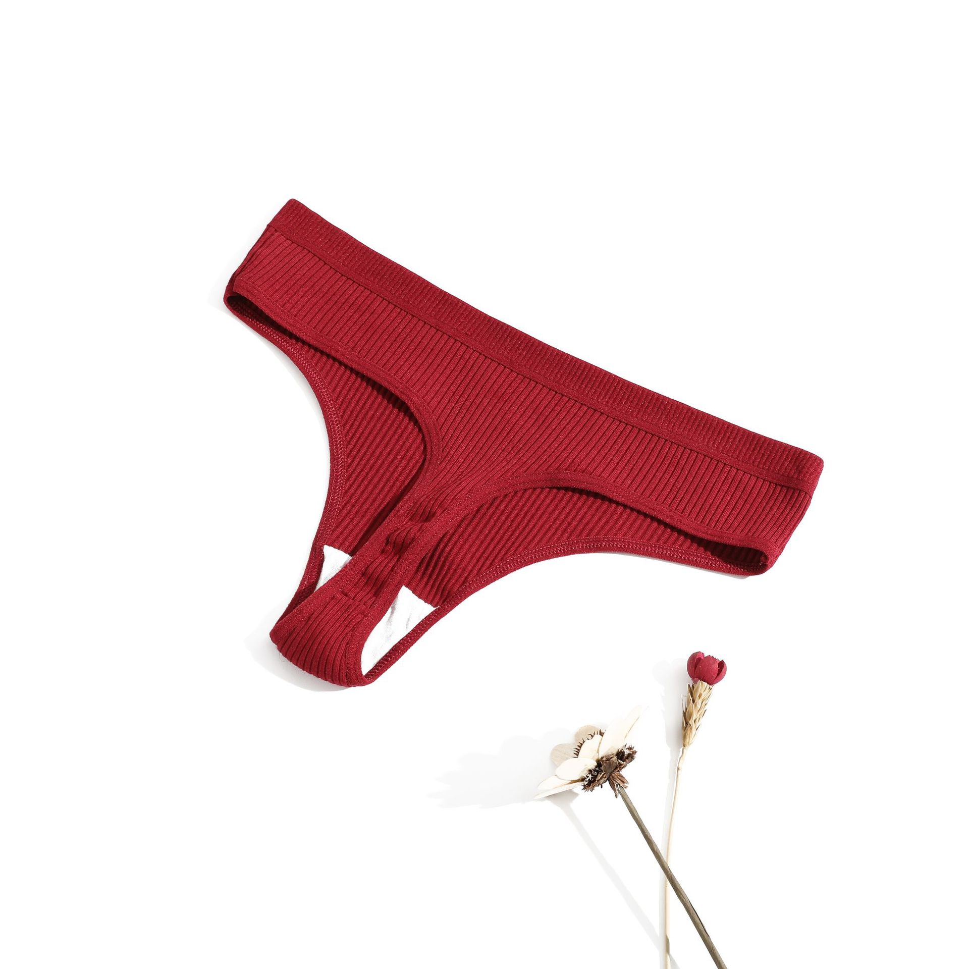Pure Cotton European and American Sexy Thong Women's Mid-low Waist Women's Comfortable Breathable t-shaped Panties Simple Women's t-shaped Panties