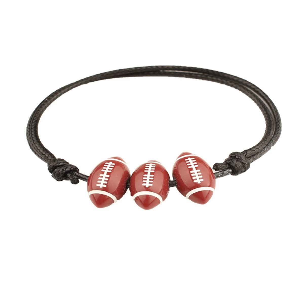 Amazon Cross-Border Best-Selling Adjustable Sports Bracelet Football and Baseball Bracelet Ball Beaded Hand-Knitted Rope Handmade