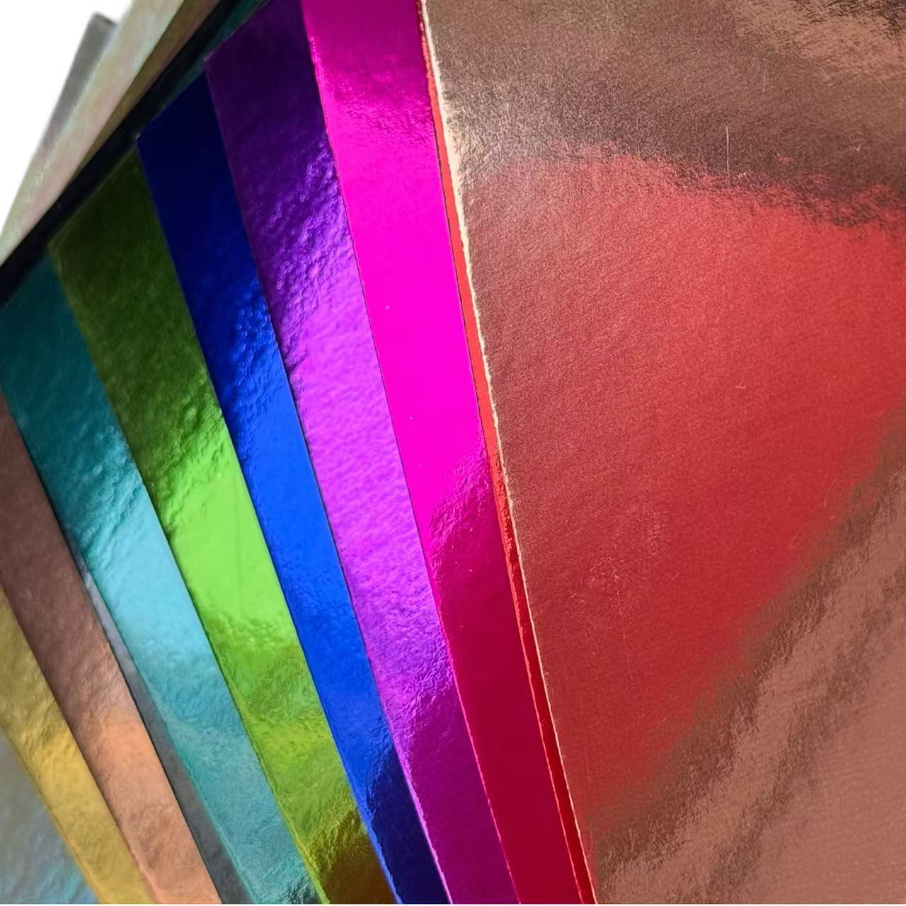 Zhejiang Manufacturer Has Multi-Colorful Gold and Silver Cardboard Polyester Hot Stamping Colorful Mirror Pet Cardstock Special Paper in Stock