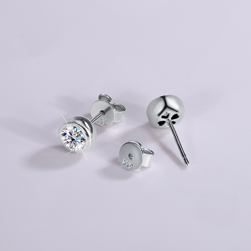 S925 Sterling Silver Earrings Elegant Simple Classic Bubble 50 Points 1 karat D Color Mosan Diamond Earrings Mosan Diamond Earrings