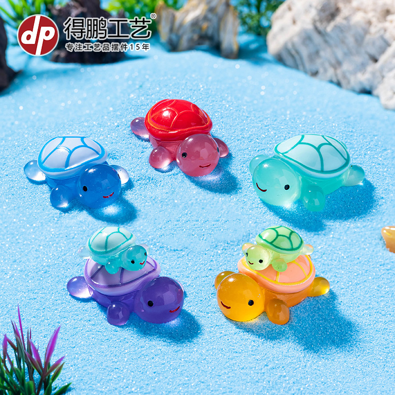 TikTok Online Celebrous Luminous Little Turtle Micro Landscape Creative DIY Decorations Accessories Turtle Mini Resin Small Ornaments