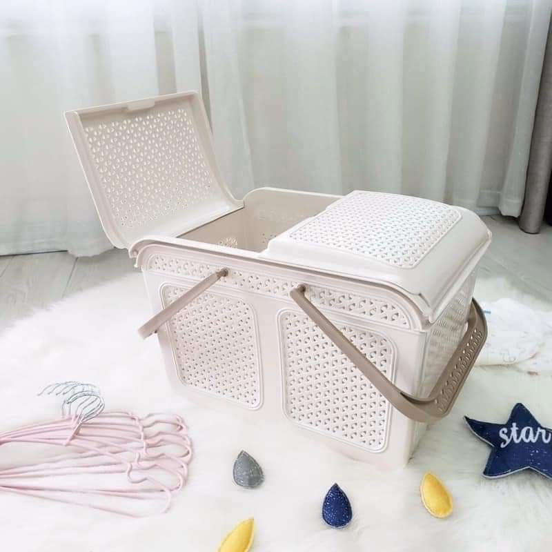 New Home Kitchen Storage Basket Camping Style Satchel Plastic Storage Basket Carrying Vegetables, Fruits and Drinks Outdoor Basket