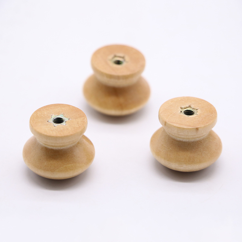 Factory wholesale drawer log handle accessories single hole solid wood mushroom handle round furniture mushroom head wooden handle
