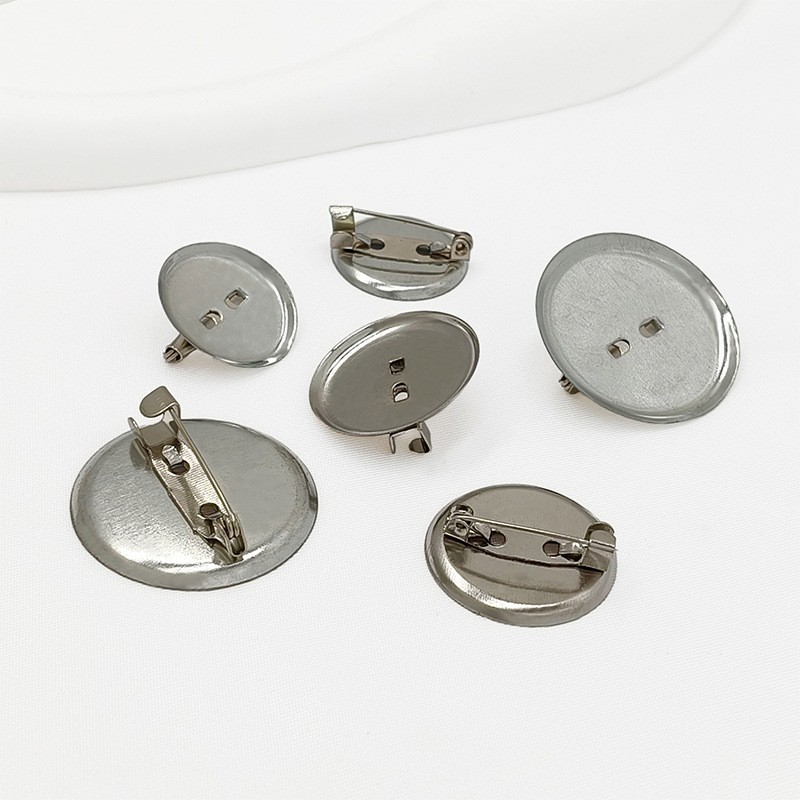 Round Brooch Base with Pin DIY Jewelry Accessories Multi-Specification Dual-Use Brooch Badge Holder Metal
