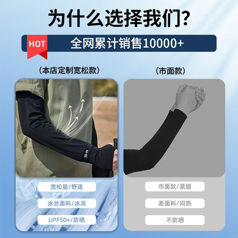 Idn Sun Protection Ice Sleeves for Men 2025 New Style Cycling and Driving Anti-Uv Arm Sleeves Sun Protection Ice Silk Sleeves