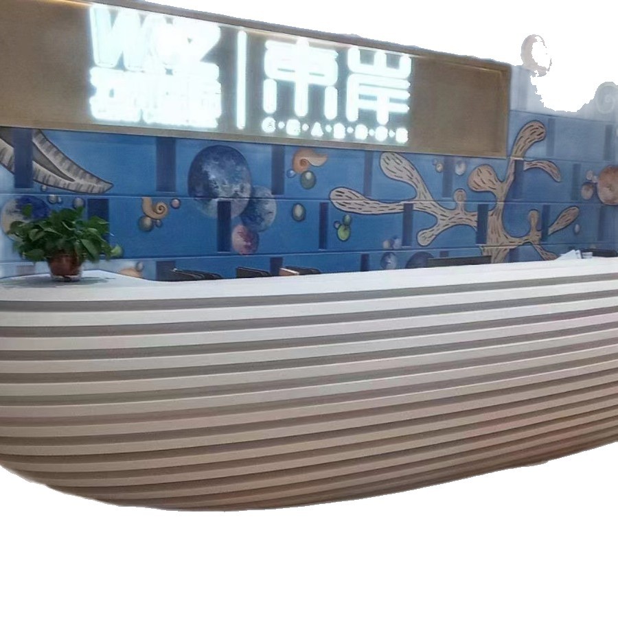 Shopping Mall Company Front Desk Artificial Stone Acrylic Special-Shaped Stone Veneer Integrated Service Desk Reception Desk