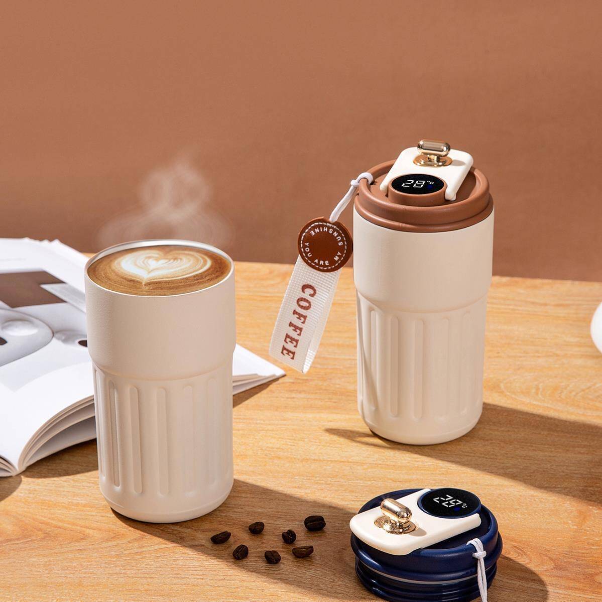 2025 new 316 stainless steel thermos cup coffee cup intelligent temperature measurement high color value male and female student water cup wholesale