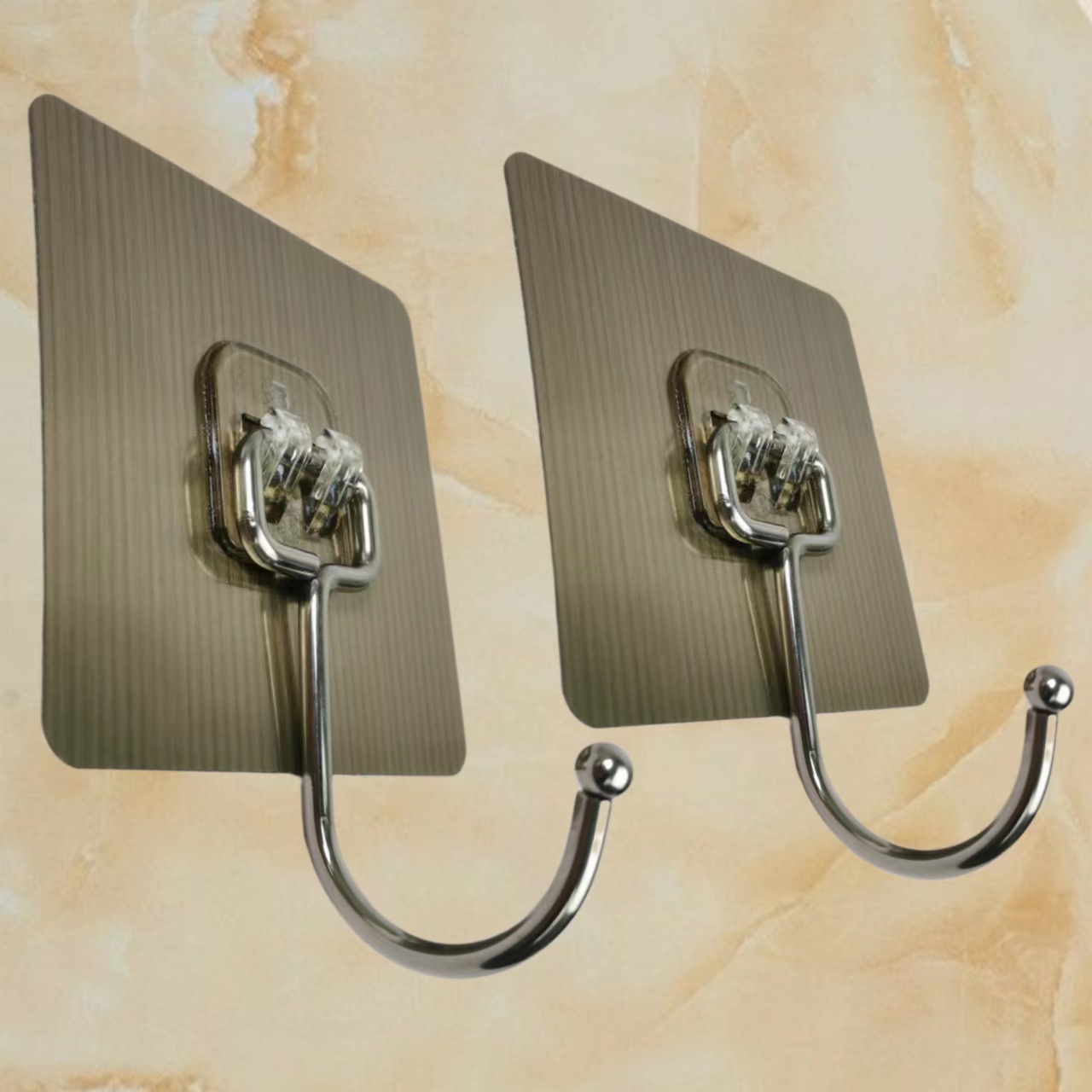 Stainless Steel Hooks for Kitchen and Bathroom, No-Trace Adhesive, No-Drill Wall Hooks, Large Adhesive Hooks, Clothes Hooks, Storage, Wholesale Supply