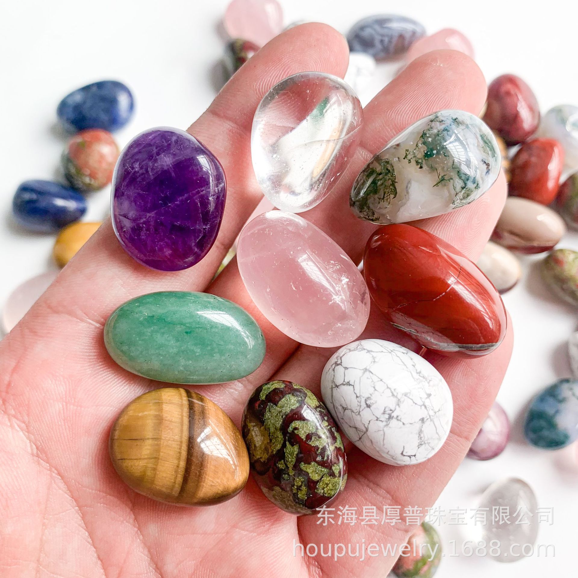 Cross-Border Hot-Selling 15-20mm Crystal Tumbled Stones Agate Mineral Semi-Precious Stones Colorful Amethyst Raw Stone Gravel Tiger Eye Stone