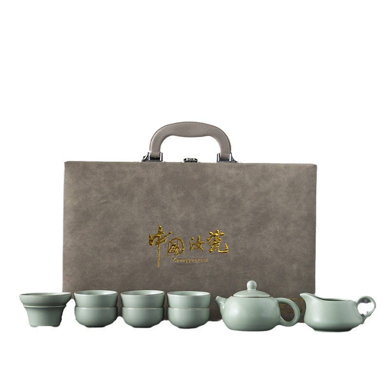 Ru kiln tea set suit home office teapot 4S shop gift company annual meeting business gift accompanying gift logo