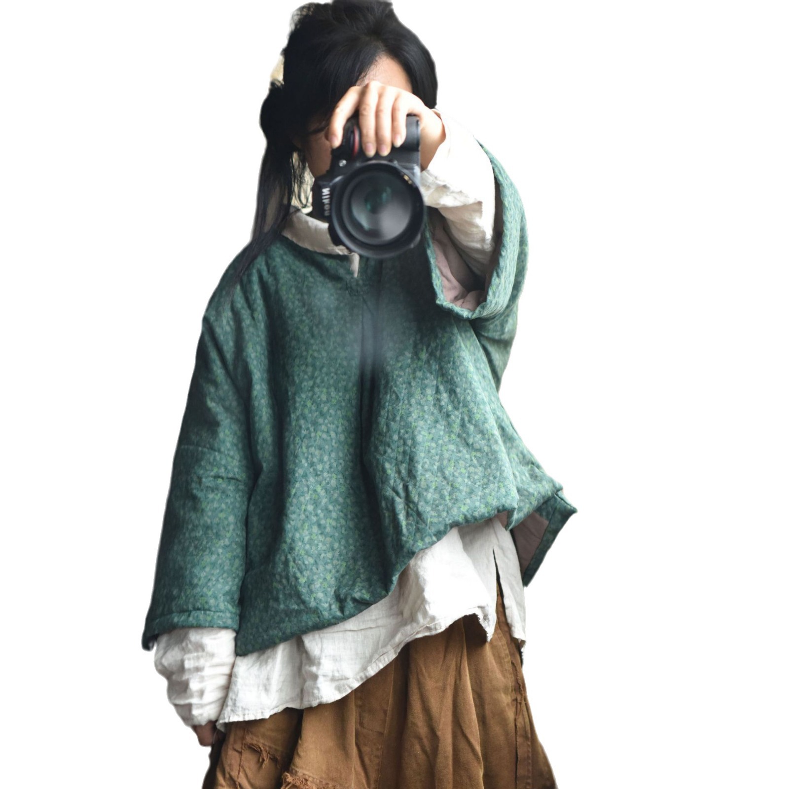 4104 autumn and winter New loose cotton and linen pastoral style small floral cotton-padded jacket retro artistic quilted jacket cotton-padded jacket