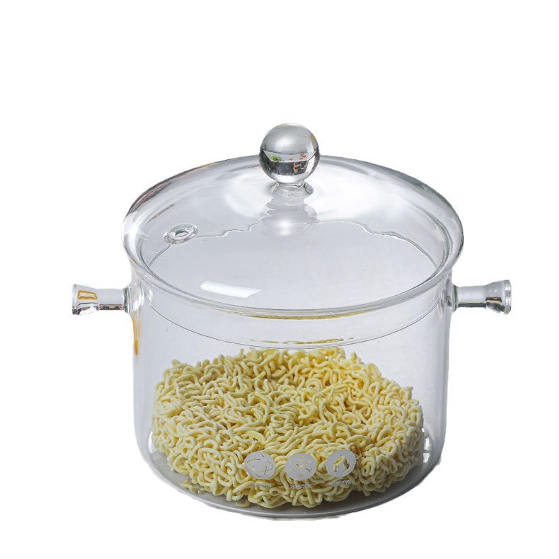 High Borosilicate Household Glass Pot Health Pot Heat-Resistant Thickened Glass Stew Pot with Lid for Cooking Coffee and Hot Red Wine