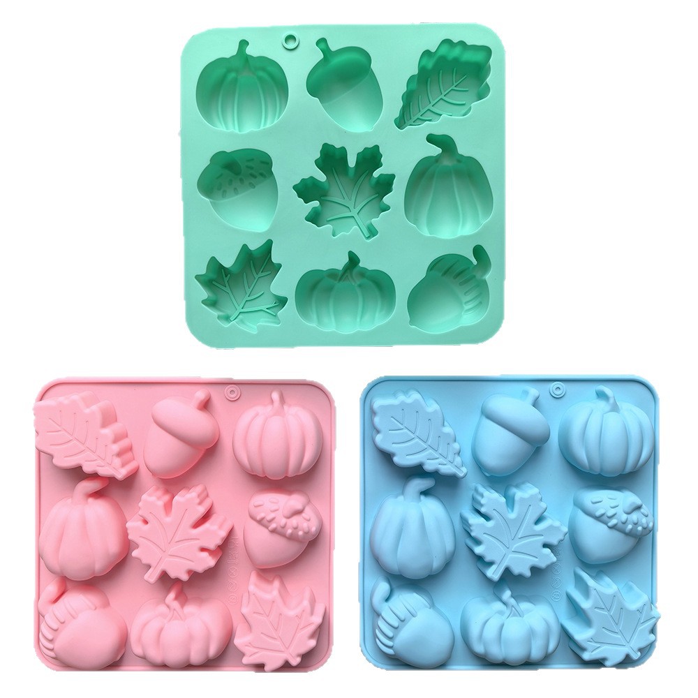 9 Consecutive Pumpkin Maple Leaf Mold Silicone Candy Mold Harvest Season Halloween DIY Pudding Cake Baking Mold 655