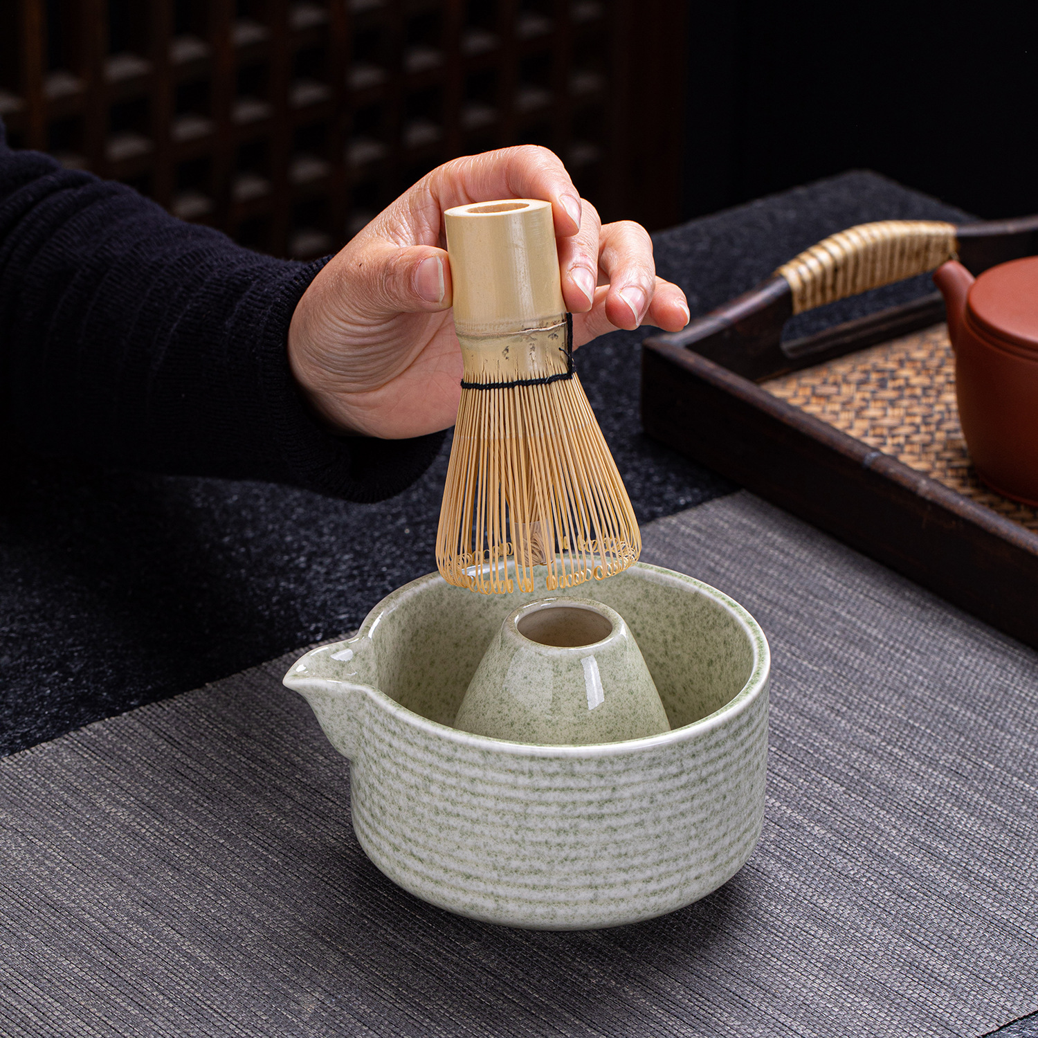 Matcha suit with Mouth Matcha Bowl Matcha Green Dot Tea Set Matching Tea Accessories Cross-border Exclusive